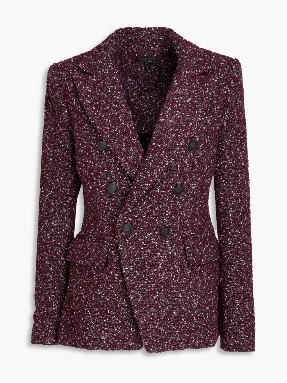 Rag & Bone Preston Double-Breasted Bouclé-Tweed Blazer in Burgundy - 8